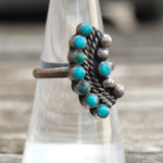 Vintage Sterling Turquoise Cluster Ring 7.75