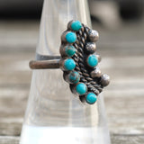 Vintage Sterling Turquoise Cluster Ring 7.75
