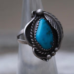 Vintage Sterling Turquoise Feather Ring 4.5