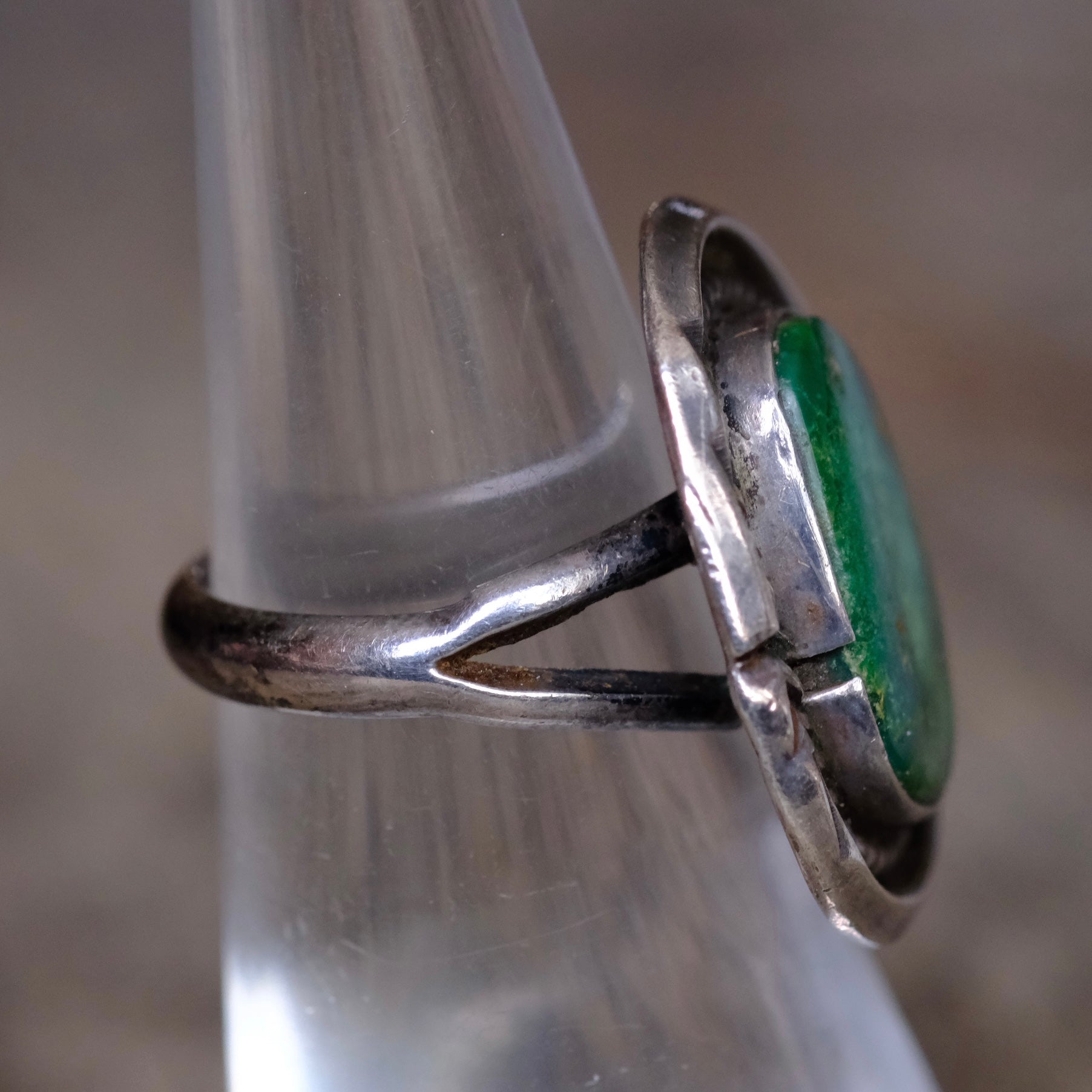 Vintage Sterling Turquoise Roper Ring 6
