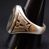 Vintage Sterling Abalone Thunderbird Ring 10.75
