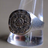 Vintage Sterling Aztec Calendar Ring 12.75
