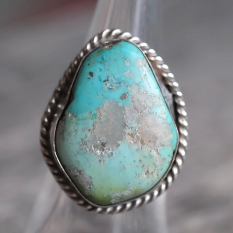 Vintage Sterling Turquoise Roper Ring 6.25