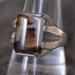 Vintage Sterling Agate Signet Ring 11