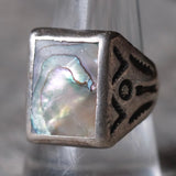 Vintage Sterling Abalone Stamped Band Ring 10