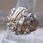 Vintage Sterling and Copper Feather Ring 9