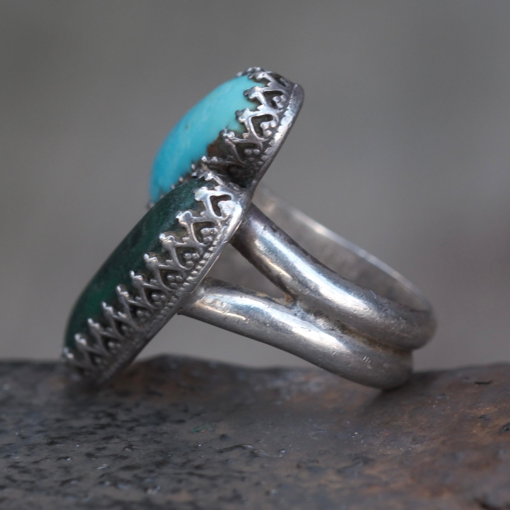Vintage Sterling 2-Stone Turquoise Ring 5