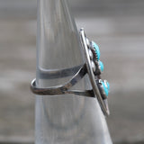 Vintage Sterling Turquoise Cluster Ring 4.25