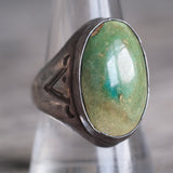 Vintage Sterling Turquoise Stamped Ring 9.75