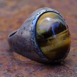 Vintage Sterling Tigers Eye Ring 10.5