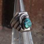 Vintage Sterling Turquoise Feather Ring 4.75