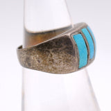 Vintage Sterling Turquoise Inlay Band 6.5