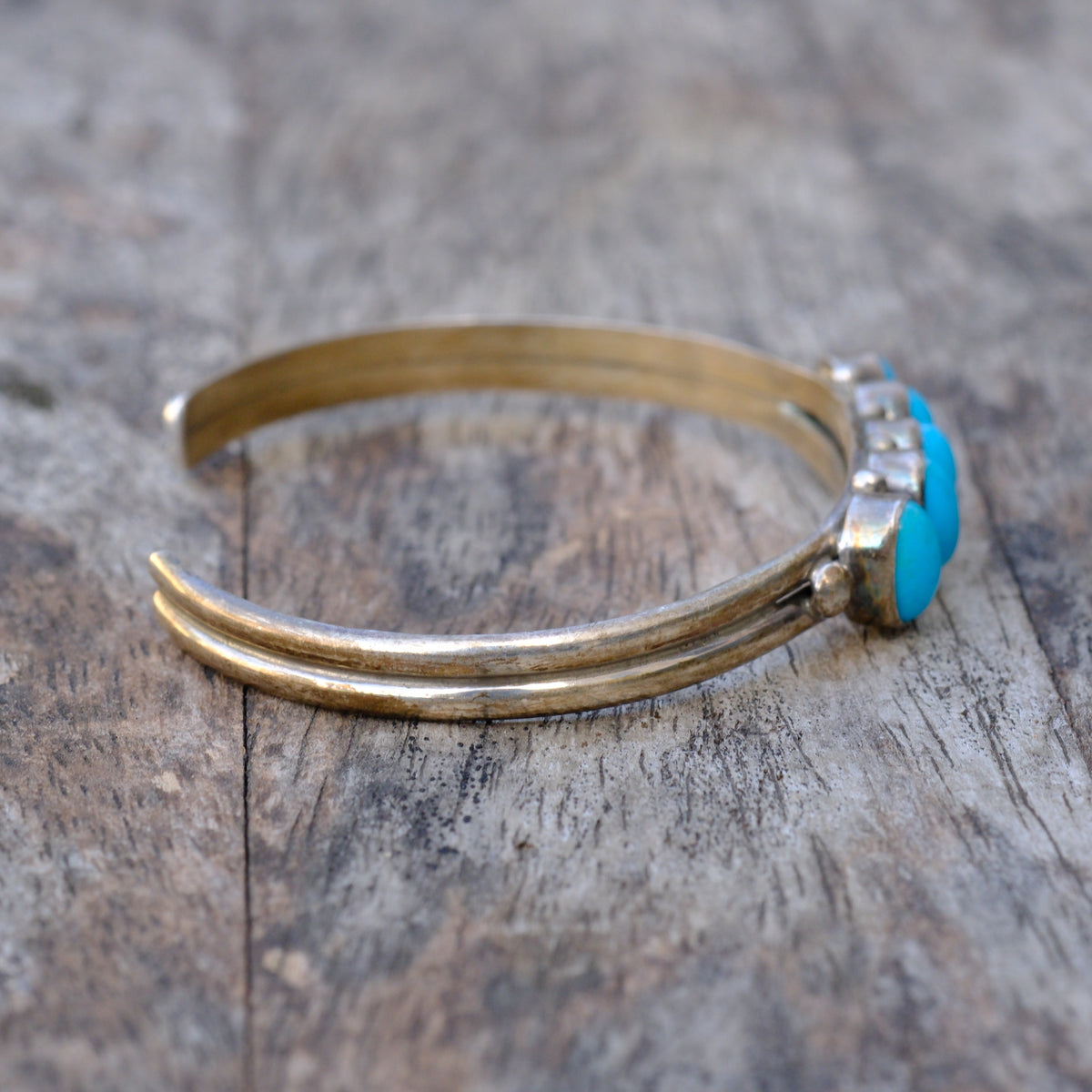 Vintage Sterling 5-Stone Turquoise Cuff Bracelet