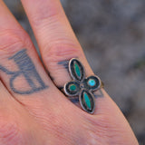 Vintage Sterling Turquoise Cluster Ring 6.75