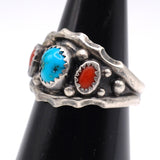 Vintage Sterling Turquoise and Coral Ring 7