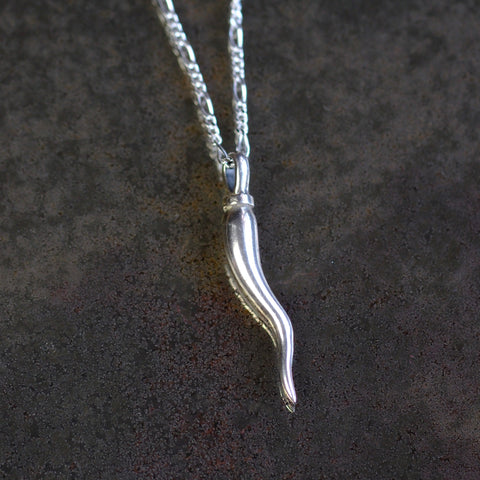 Vintage Sterling Silver Italian Horn Necklace