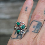 Vintage Sterling Malachite Ring 6.5