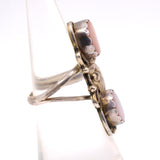 Vintage Sterling 2-Stone mother Of Pearl Feather Ring 5.5