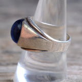 Vintage Sterling Blue Glass Deco Ring 9.25