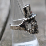 Vintage White Bronze Biker Ring 8.5