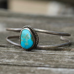 Vintage Sterling Turquoise Roper Cuff