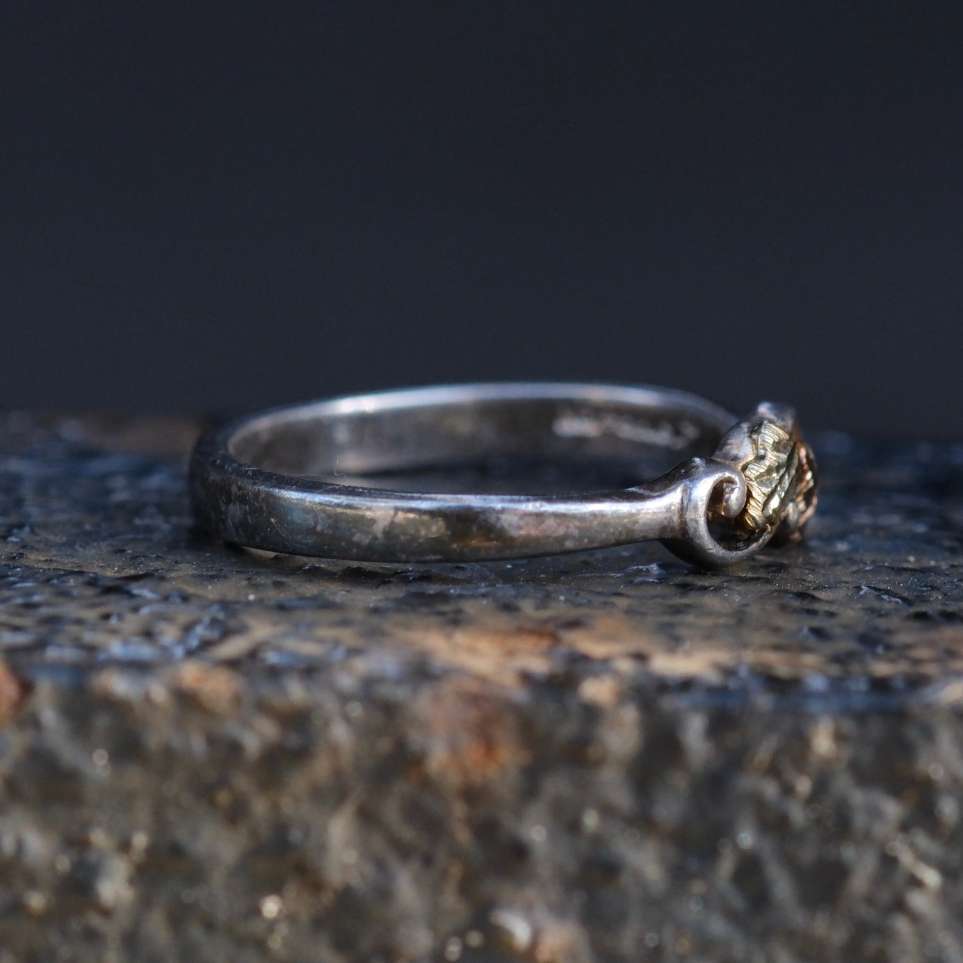 Vintage Sterling and Gold Leaf Band Ring 5.75