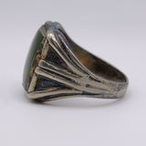 Vintage Sterling Jade Signet Ring 11.5