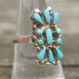 Vintage Sterling Turquoise Cluster Ring 7.75