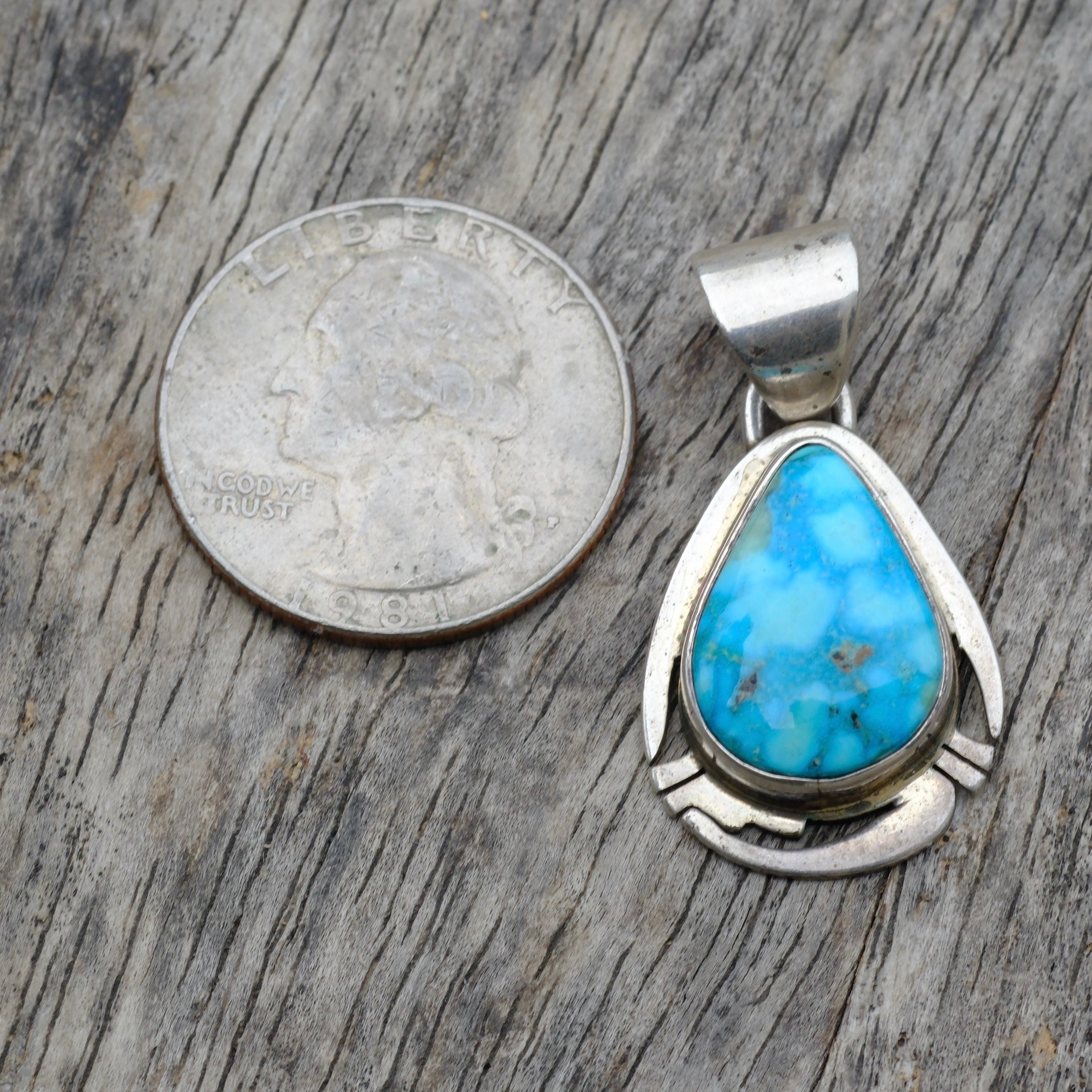 Vintage Sterling Turquoise Pendant