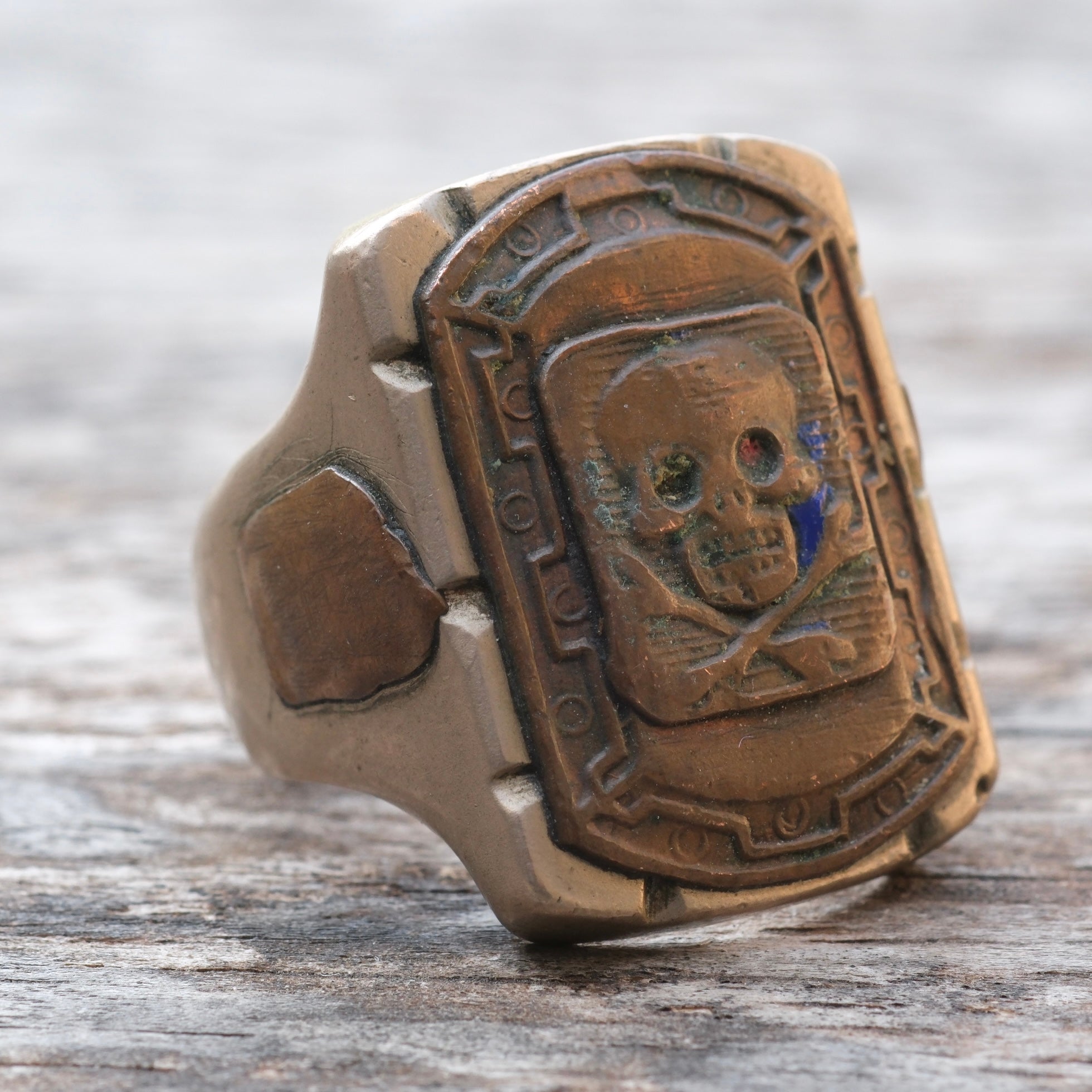 Antique Mexican Biker Skull Souvenir Ring 12