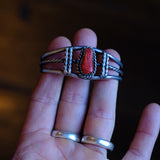 Vintage Sterling Coral Cuff Bracelet