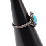 Vintage Sterling Turquoise Roper Ring 4.5