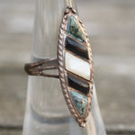 Vintage Sterling Multistone Inlay Ring 6.75