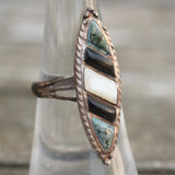 Vintage Sterling Multistone Inlay Ring 6.75