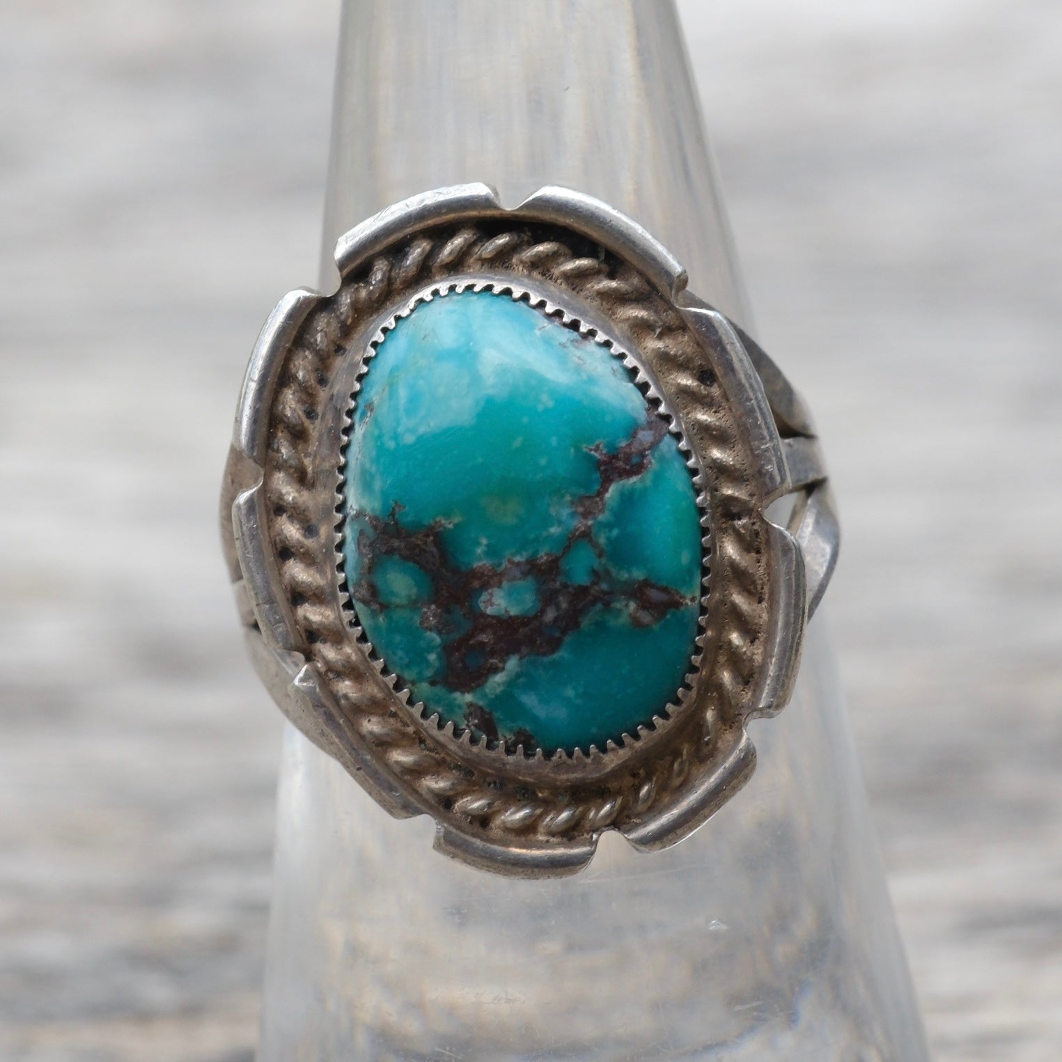 Vintage Sterling Turquoise Ring 6.5