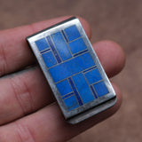 Vintage Sterling Lapis Inlay Money Clip