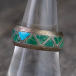 Vintage Sterling Turquoise Inlay Band 8.25