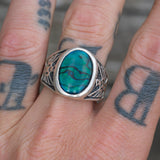 Vintage Sterling Abalone Thunderbird Ring 12.75