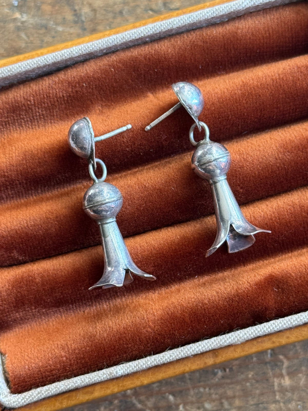 Vintage Sterling Silver Squash Bell Earrings