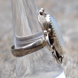 Vintage Sterling Mother Of Pearl Feather Ring 8.25