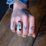 Vintage Sterling Multistone Inlay Ring 5.75