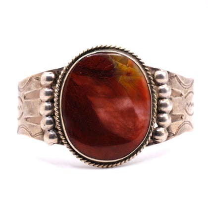 50's Vintage Agate Stamped Cuff Bracelet