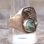 Vintage Sterling Turquoise Feather Ring 11.25