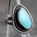 Vintage Sterling Turquoise Roper Ring 7