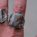 Vintage Sterling Agate Mid Century Signet Ring 14.75