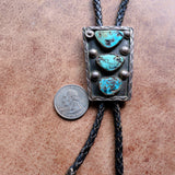 Vintage Sterling 3-Stone Turquoise Bolo Tie