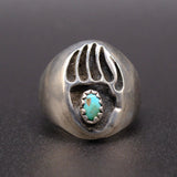 Vintage Sterling Turquoise Bear Paw Ring 5.75