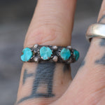 Vintage Sterling Turquoise Inlay Band 5.25