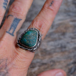 Vintage Sterling Turquoise Stamped Band Ring 8.75