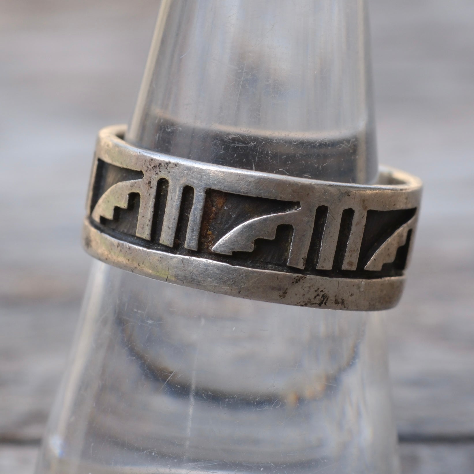 Vintage Sterling Tribal Band Ring 8.5